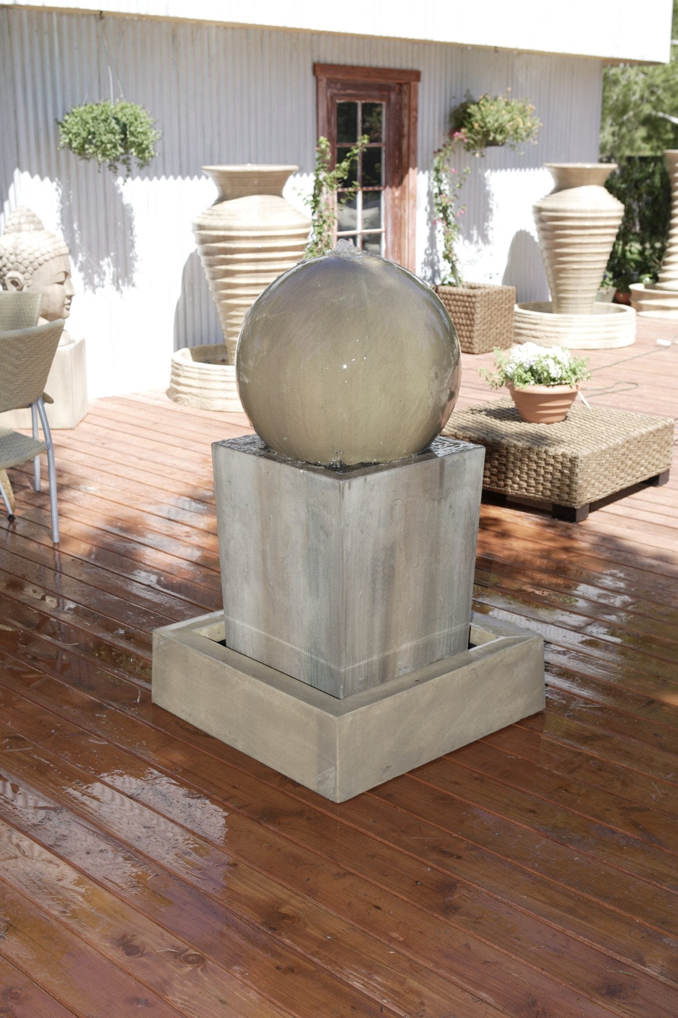 Obtuse With Ball Garden Water Fountain - Outdoor Fountain Pros
