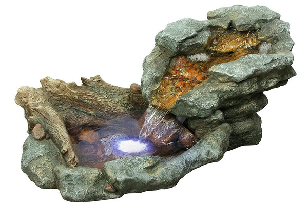 Rock Waterfall Garden Fountain With LED Lights