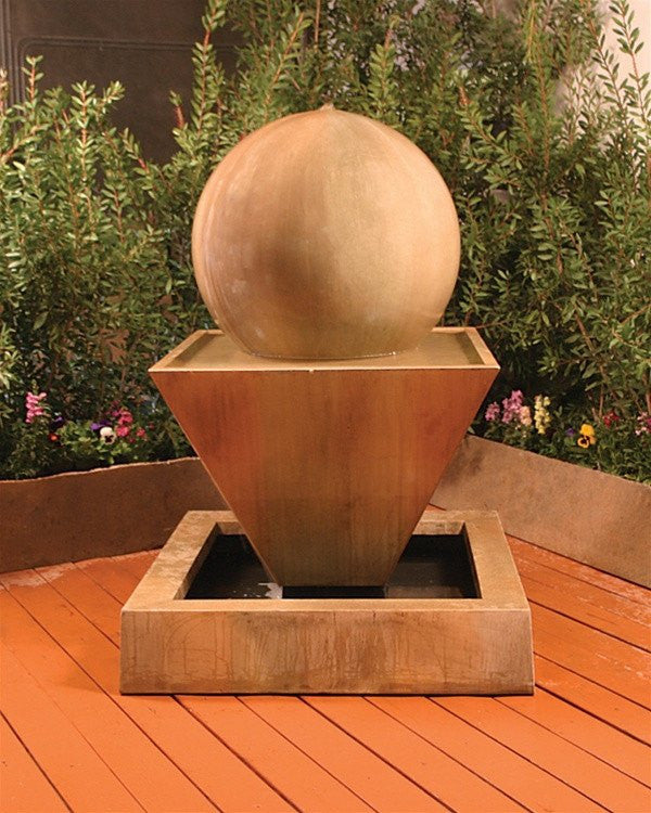 Small Oblique With Ball Garden Water Fountain - Outdoor Fountain Pros
