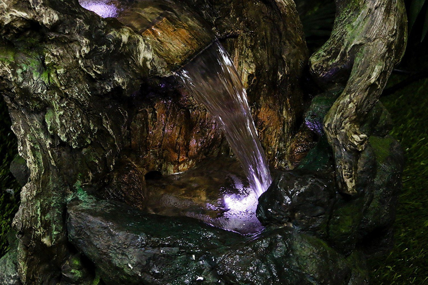 Tree Trunk Fountain With LED Lights