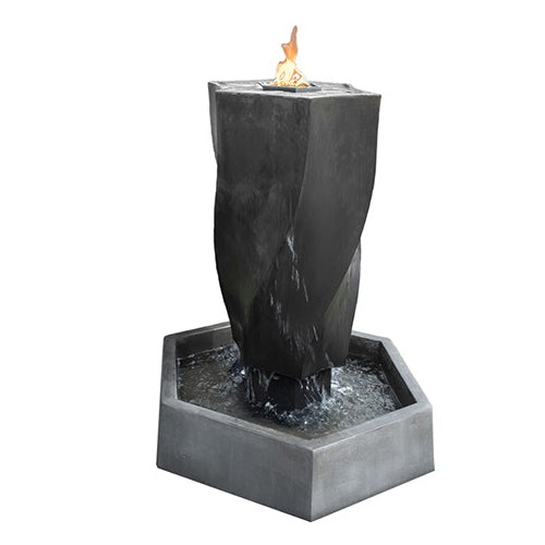 Vortex Fountain with Fire - Outdoor Fountain Pros