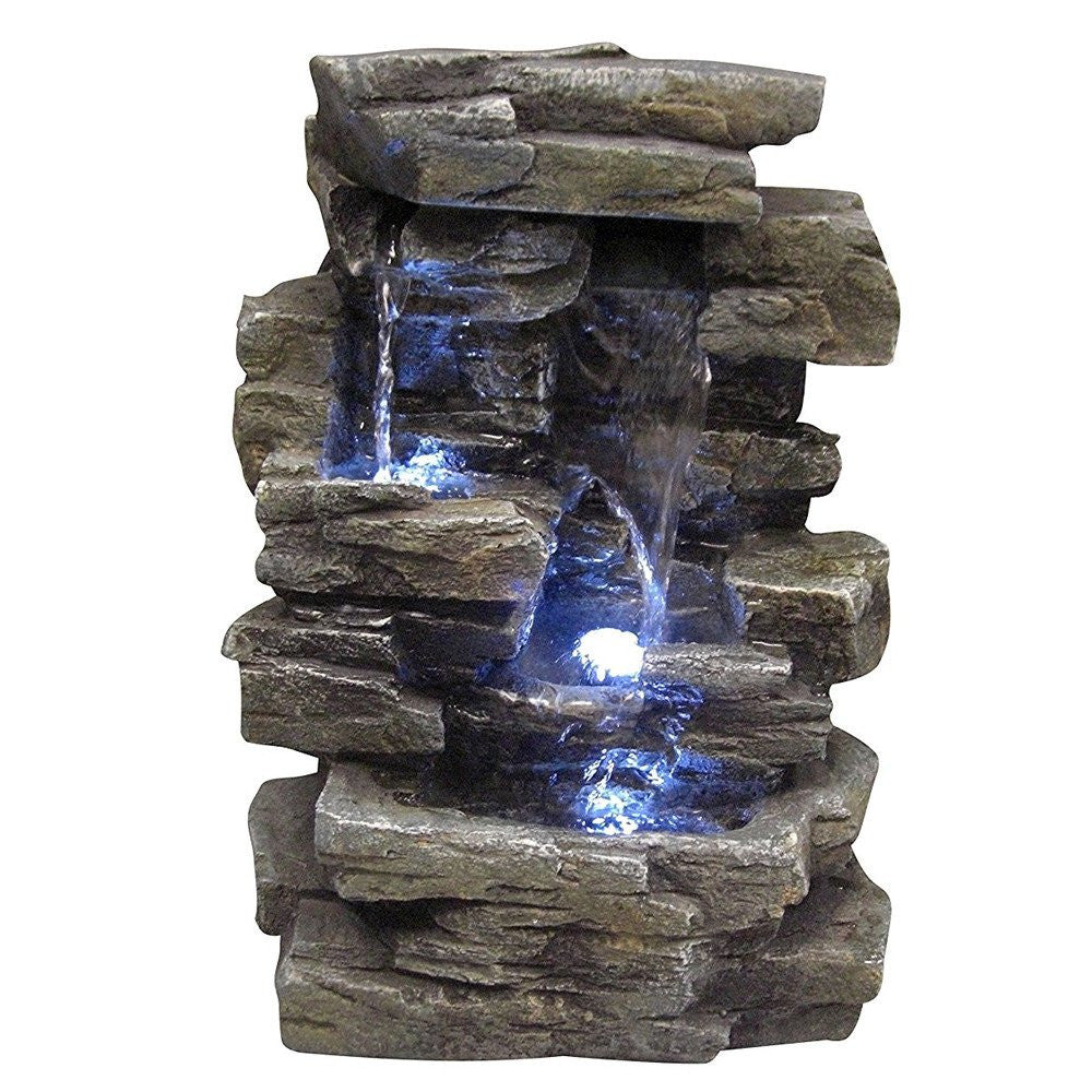 Waterfall Tabletop Fountain With White LED Lights