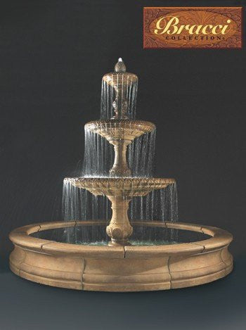 3-Tier Four Seasons Outdoor Water Fountain With Bracci Basin