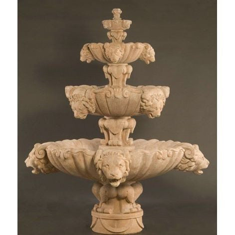 Three Tiers Lion Outdoor Fountain - Extra Large