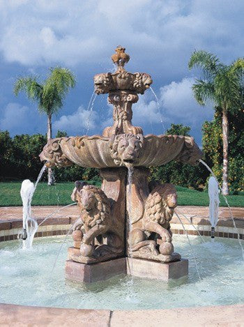 Plumbed Large Lion Outdoor Water Fountain