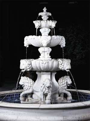 Lion Outdoor Fountain with Lion Pedestal and Plumbed Bowl - Extra Large