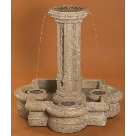 Victorian Small Garden Fountain in Quatrefoil Basin