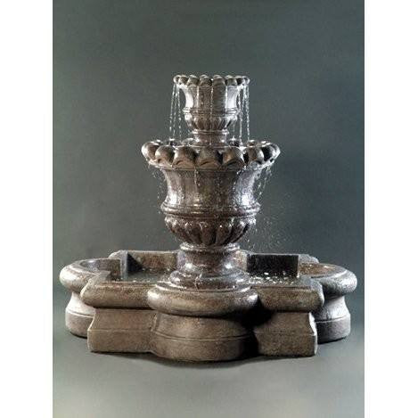 Scallop Urn Outdoor Fountain with Quatrefoil Basin