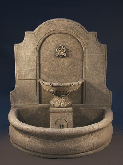 Provincial Cast Stone Wall Outdoor Fountain With Plain Basin
