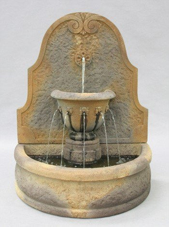 Parisian Cast Stone Wall Outdoor Fountain