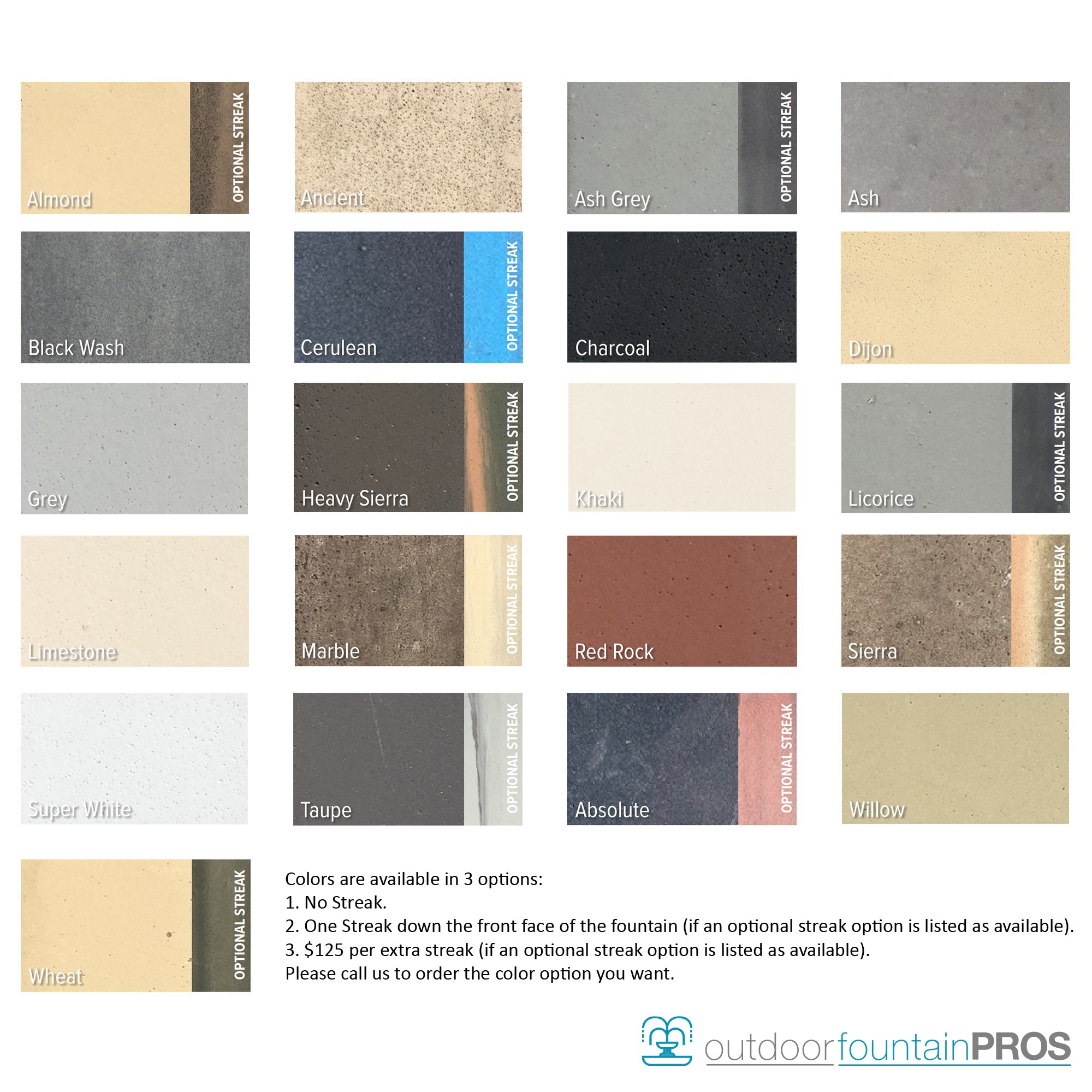 GIST Colors - Outdoor Fountain Pros'