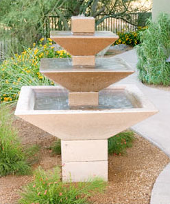 Concrete Two Tiered Oblique Fountain