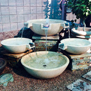 Concrete Triple Scupper Wok Series Fountain